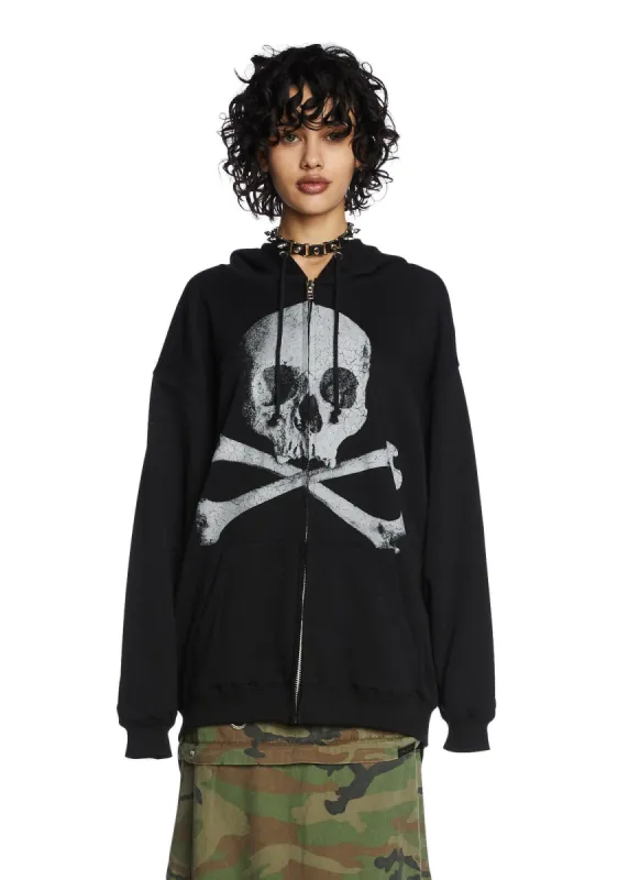 Deadly Doom Zip-Up Hoodie sold by Dolls Kill