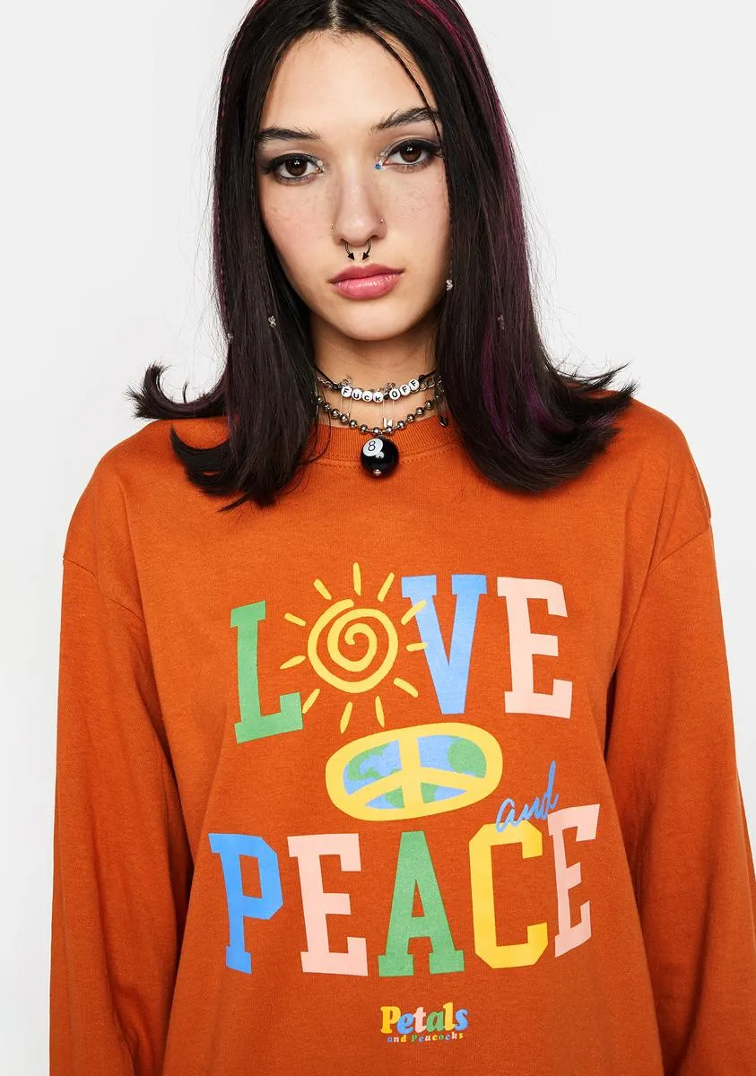 Love And Peace Long Sleeve Tee sold by Dolls Kill