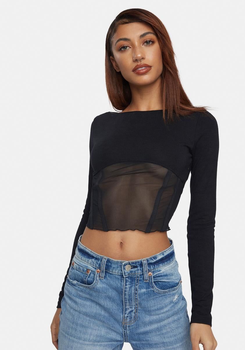 Clearly Seeing Double Long Sleeve Mesh Top sold by Dolls Kill