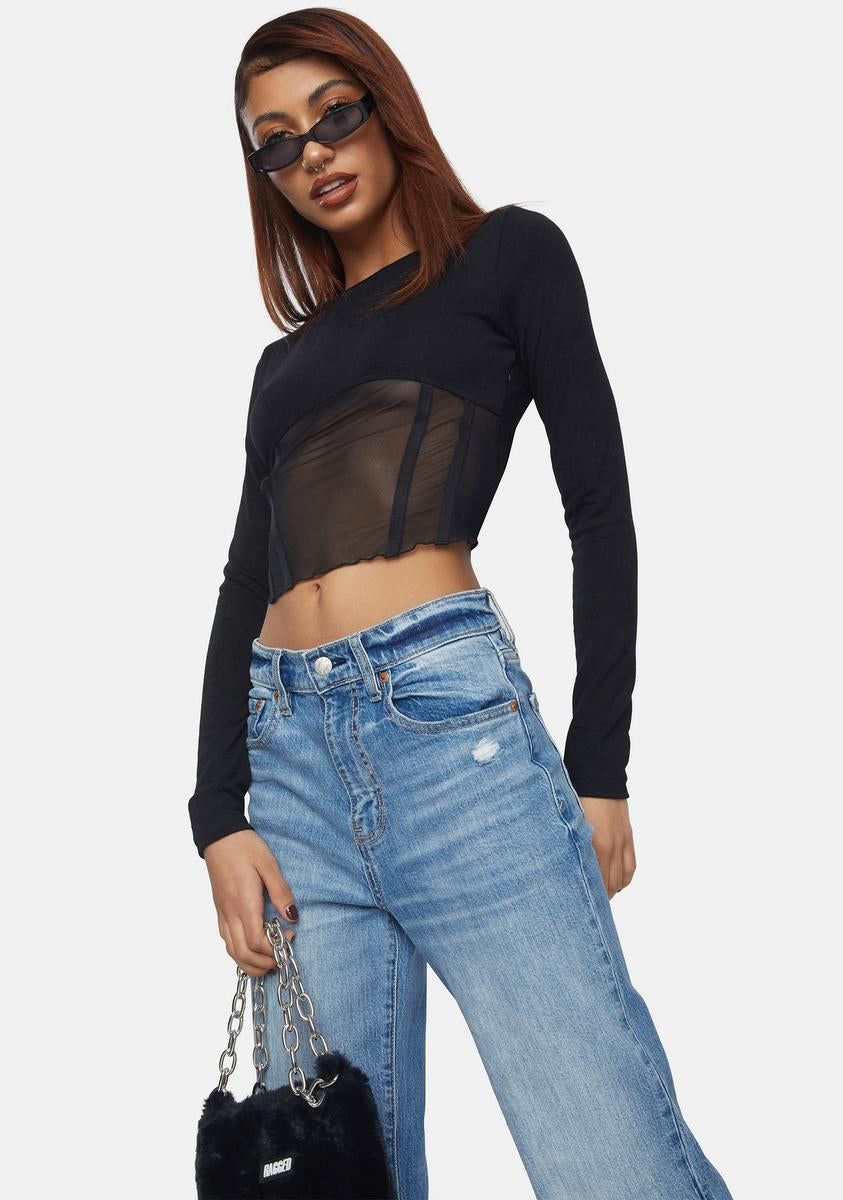Clearly Seeing Double Long Sleeve Mesh Top sold by Dolls Kill product image thumbnail 2