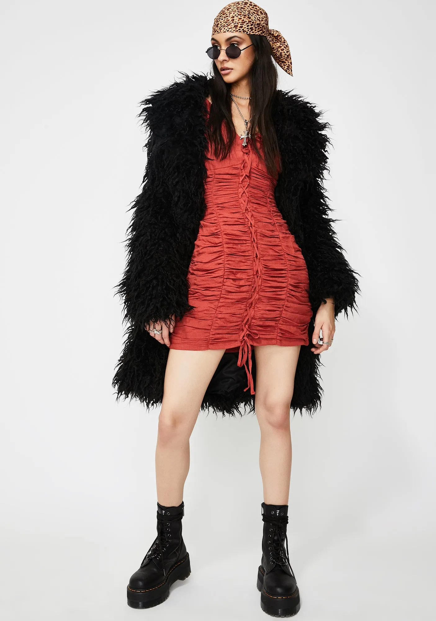 Long Sleeve Ruched Mini Dress sold by Dolls Kill product image thumbnail 3