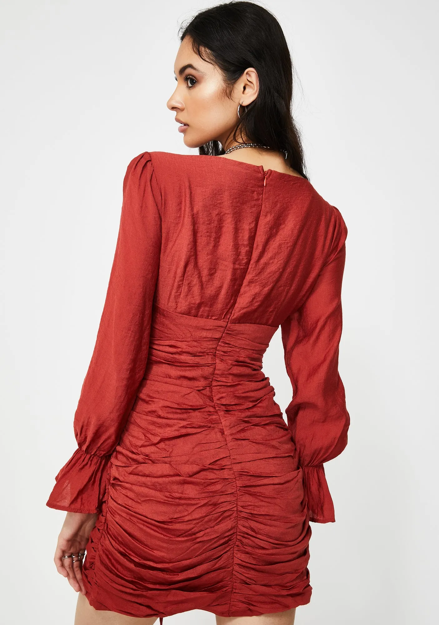 Long Sleeve Ruched Mini Dress sold by Dolls Kill product image thumbnail 4