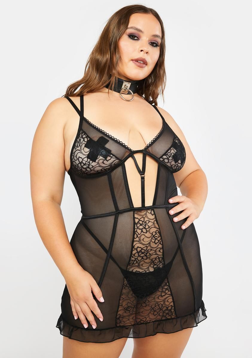 Plus Moonlit Love Chemise Set sold by Dolls Kill