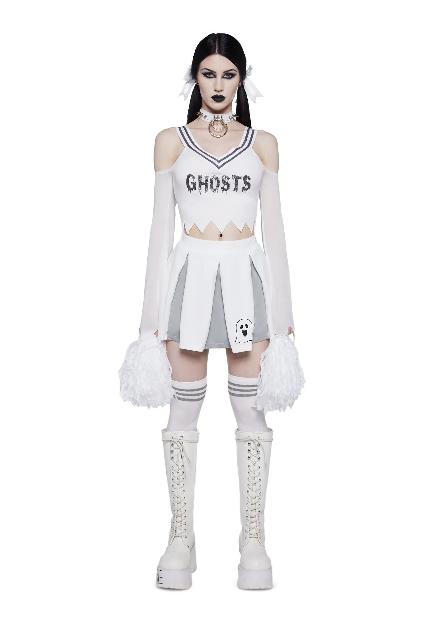 Ghostly Cheerleader Costume Set sold by Dolls Kill