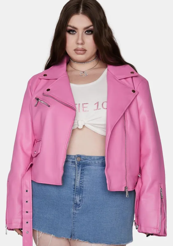 Plus Pink Moto Jacket sold by Dolls Kill