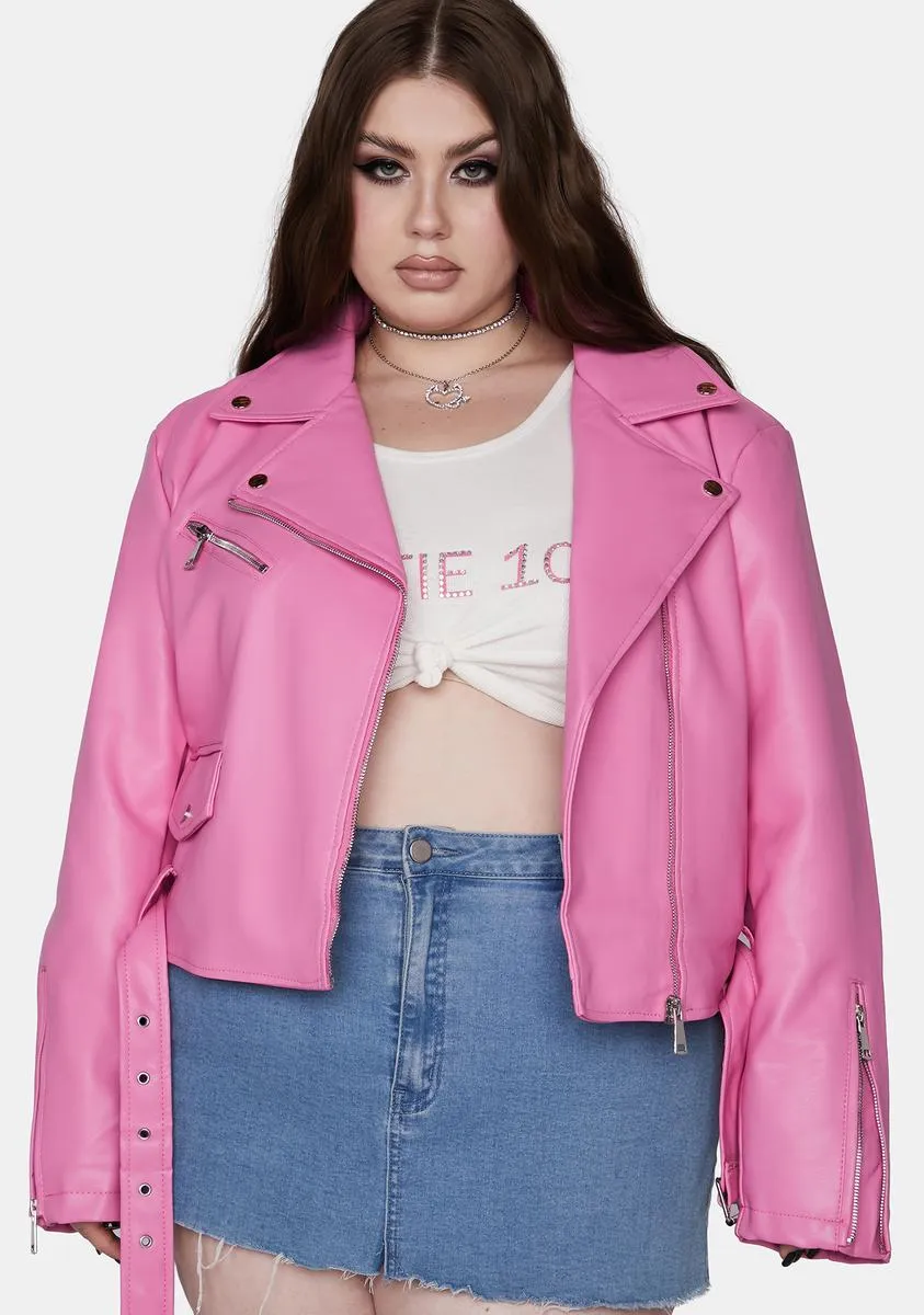 Plus Pink Moto Jacket sold by Dolls Kill