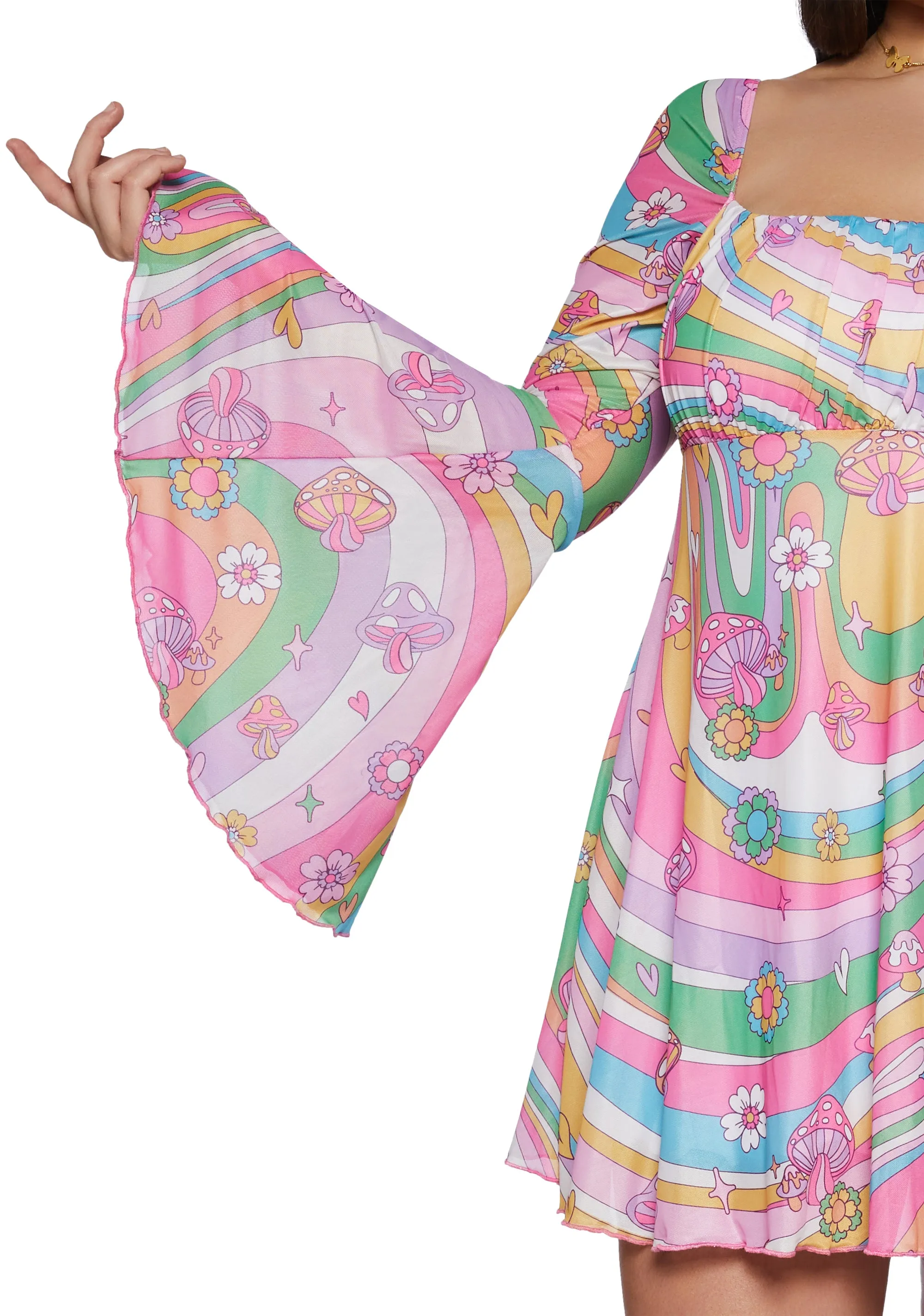 Plus Technicolor Dreams Bell Sleeve Dress sold by Dolls Kill product image thumbnail 5