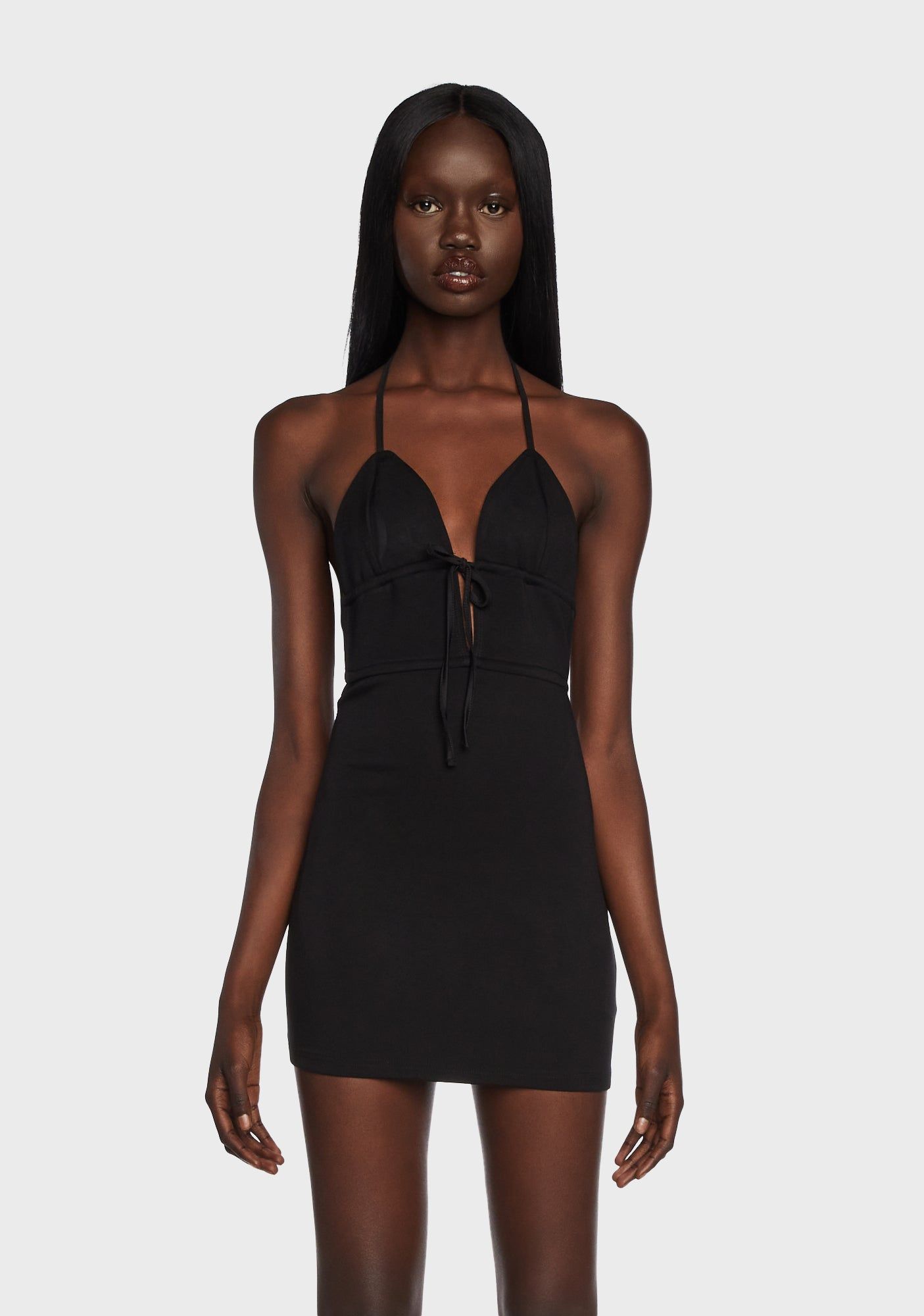 Audree Tie Open Back Mini Dress sold by Dolls Kill
