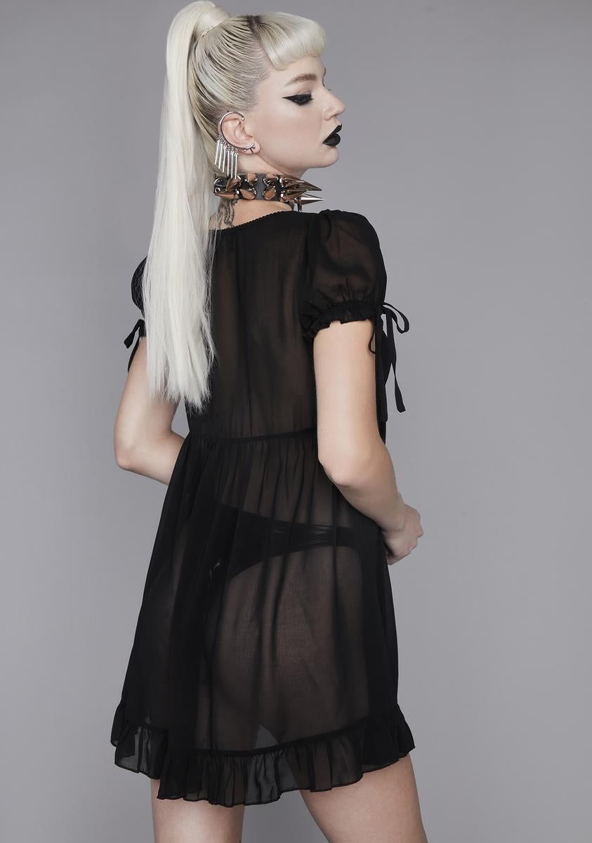 Dark Wayward Romance Chiffon Babydoll Dress sold by Dolls Kill product image thumbnail 4