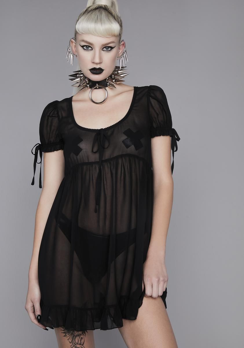 Dark Wayward Romance Chiffon Babydoll Dress sold by Dolls Kill