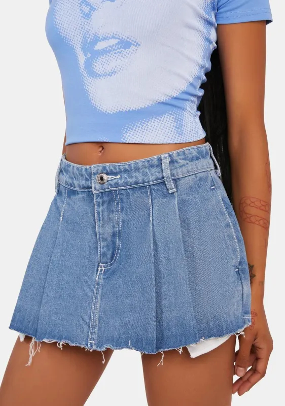 Denim Pleated Skort sold by Dolls Kill