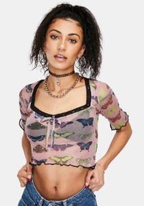 Mesh Butterfly Top sold by Dolls Kill