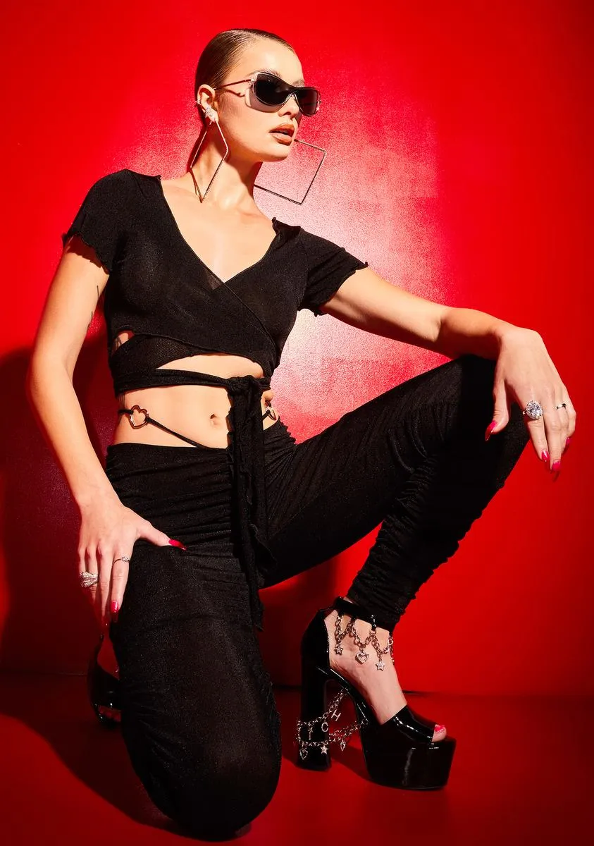 Wine N Dine Fine Tie Front Crop Top sold by Dolls Kill product image thumbnail 2