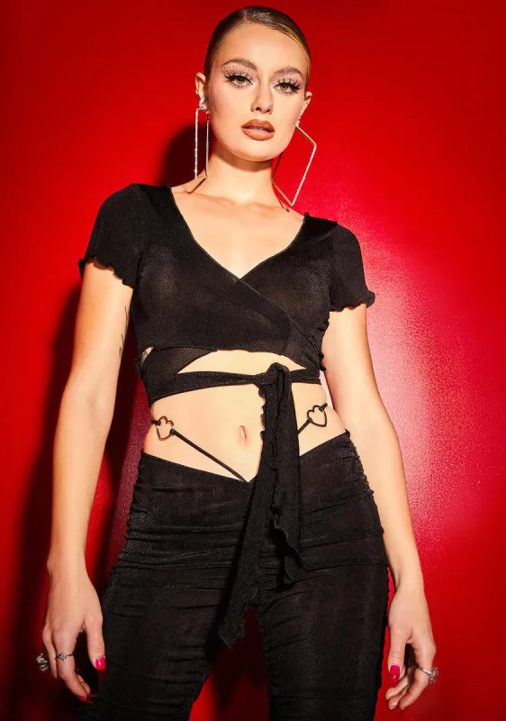 Wine N Dine Fine Tie Front Crop Top sold by Dolls Kill