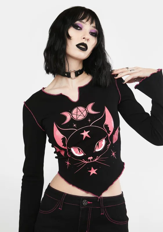 Faerie Feline Long Sleeve Top sold by Dolls Kill