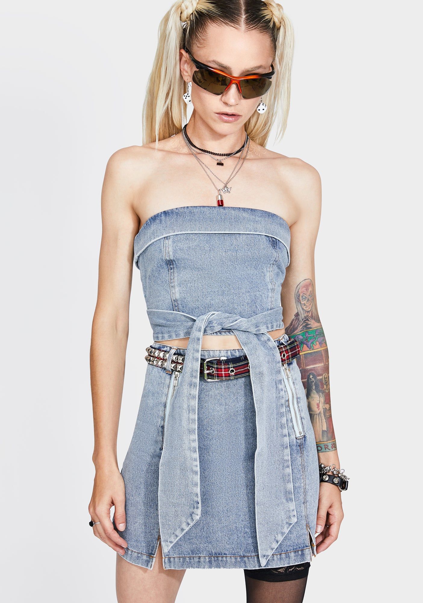 Daria Denim Tube Top sold by Dolls Kill