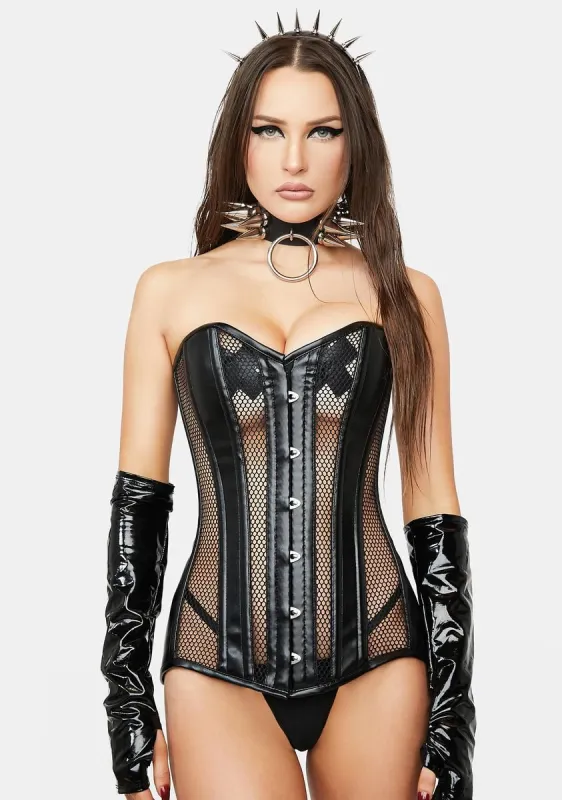 Lavish Faux Leather Overbust Corset sold by Dolls Kill