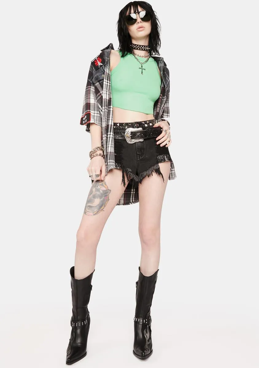 Green Keep It Simple Ribbed Crop Top sold by Dolls Kill product image thumbnail 3