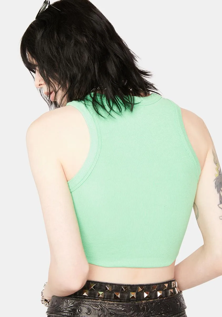 Green Keep It Simple Ribbed Crop Top sold by Dolls Kill product image thumbnail 4