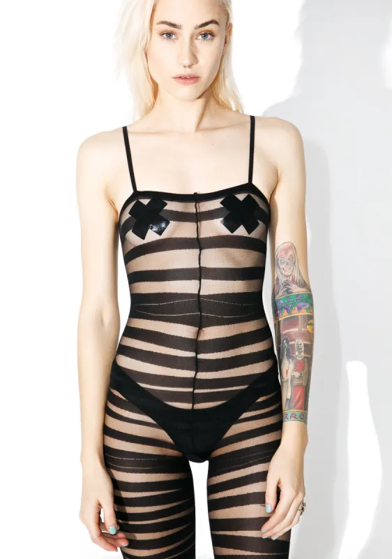 On The Line Printed Bodystocking sold by Dolls Kill
