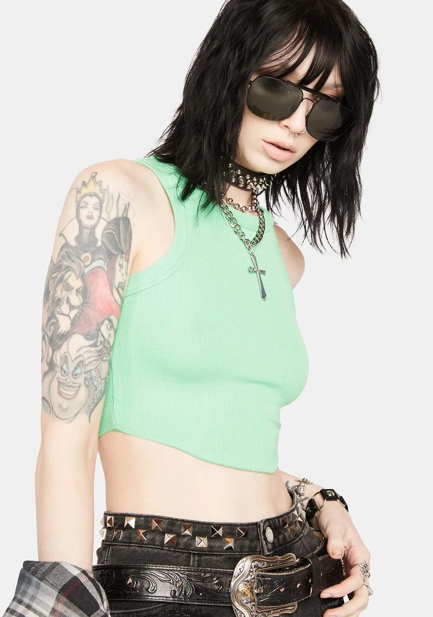 Green Keep It Simple Ribbed Crop Top sold by Dolls Kill product image thumbnail 2