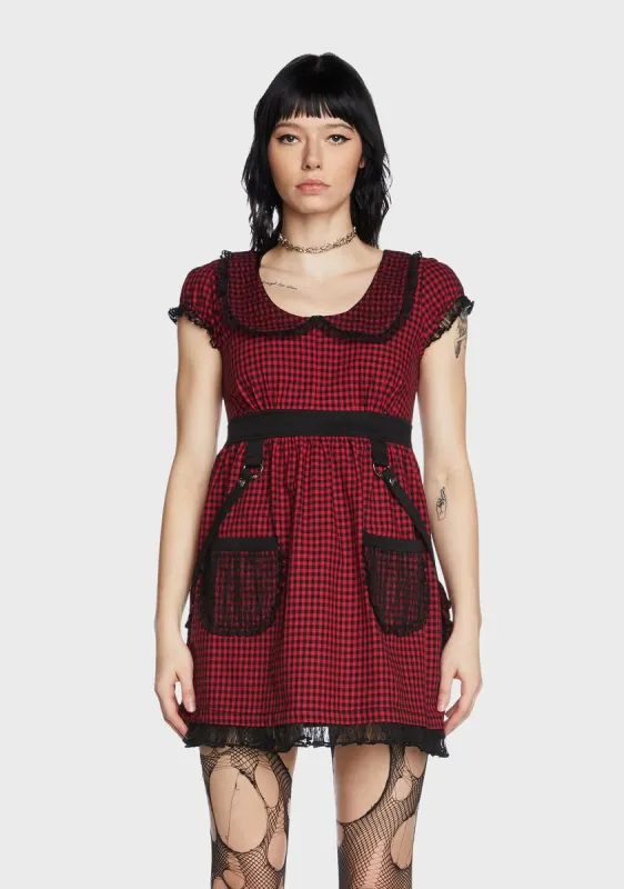 Black And Red Bo Peep Strap Dress sold by Dolls Kill