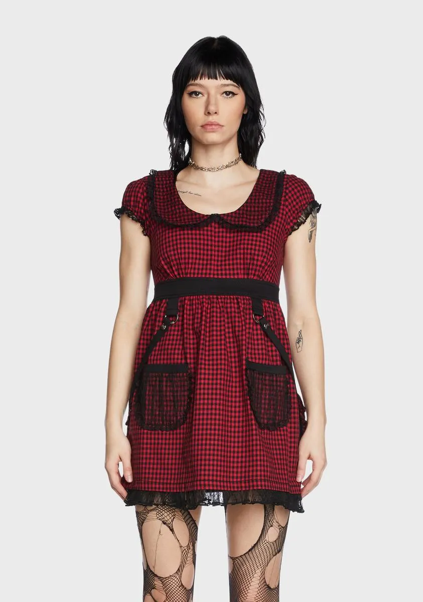 Black And Red Bo Peep Strap Dress sold by Dolls Kill