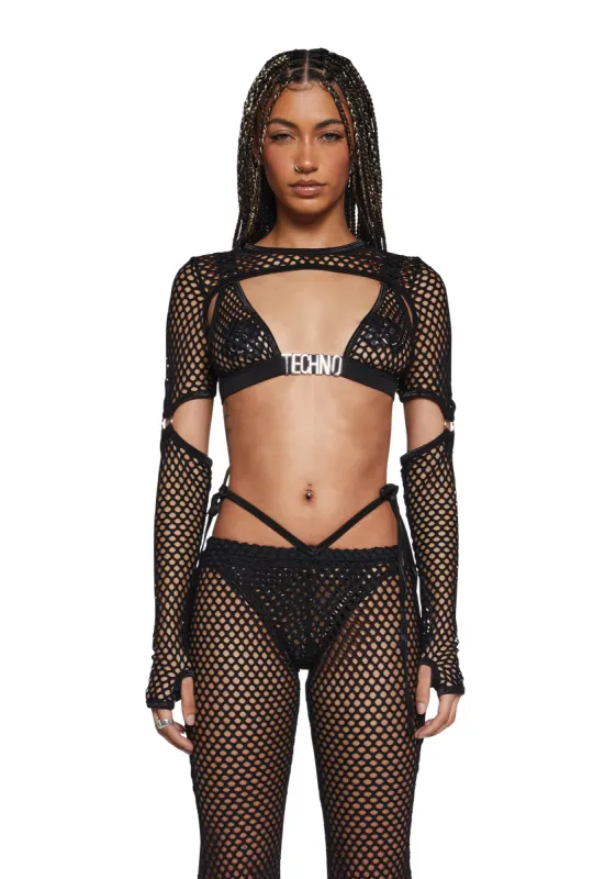 Techno Fantasy Fishnet Shrug - Black sold by Dolls Kill