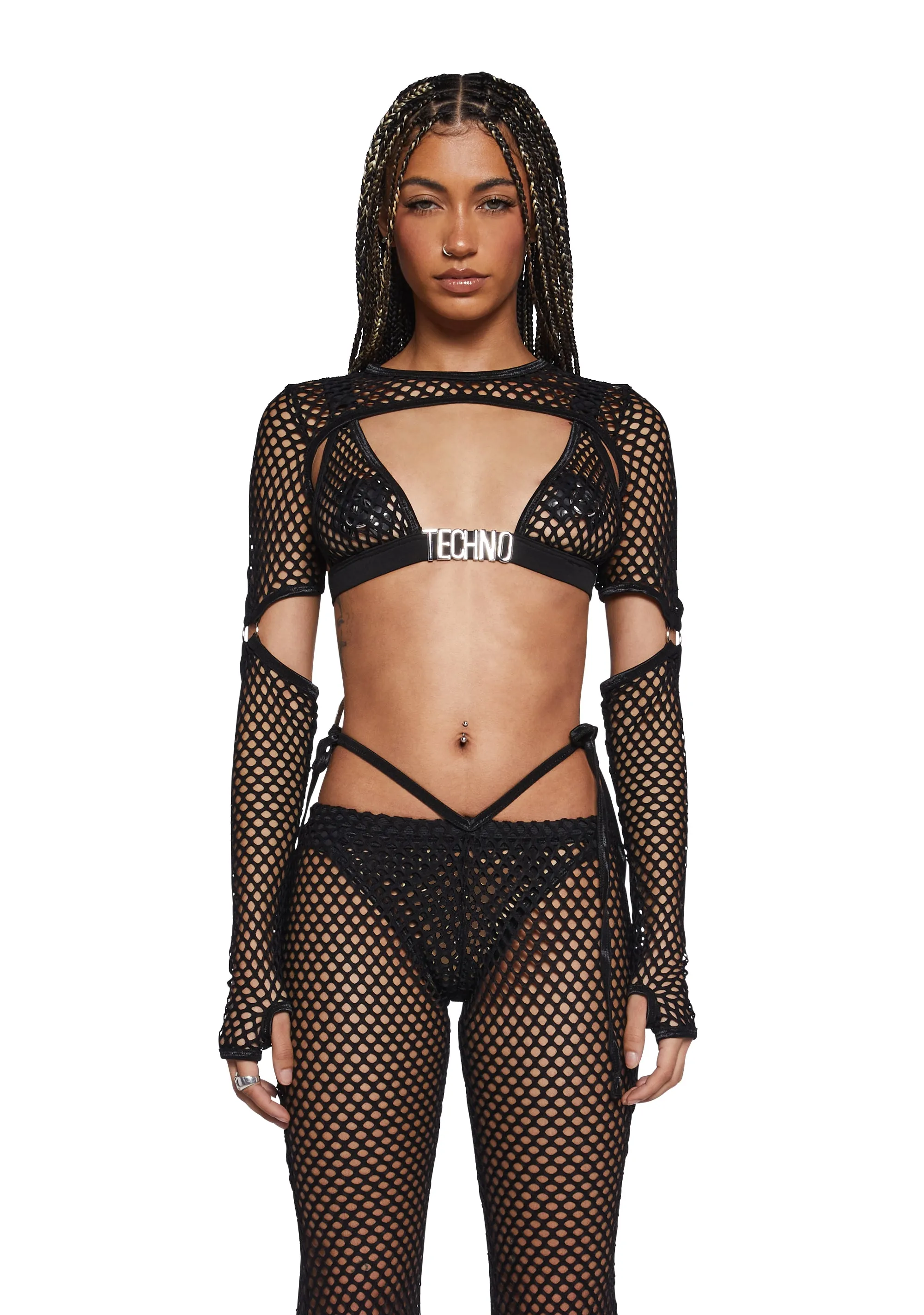 Techno Fantasy Fishnet Shrug - Black sold by Dolls Kill