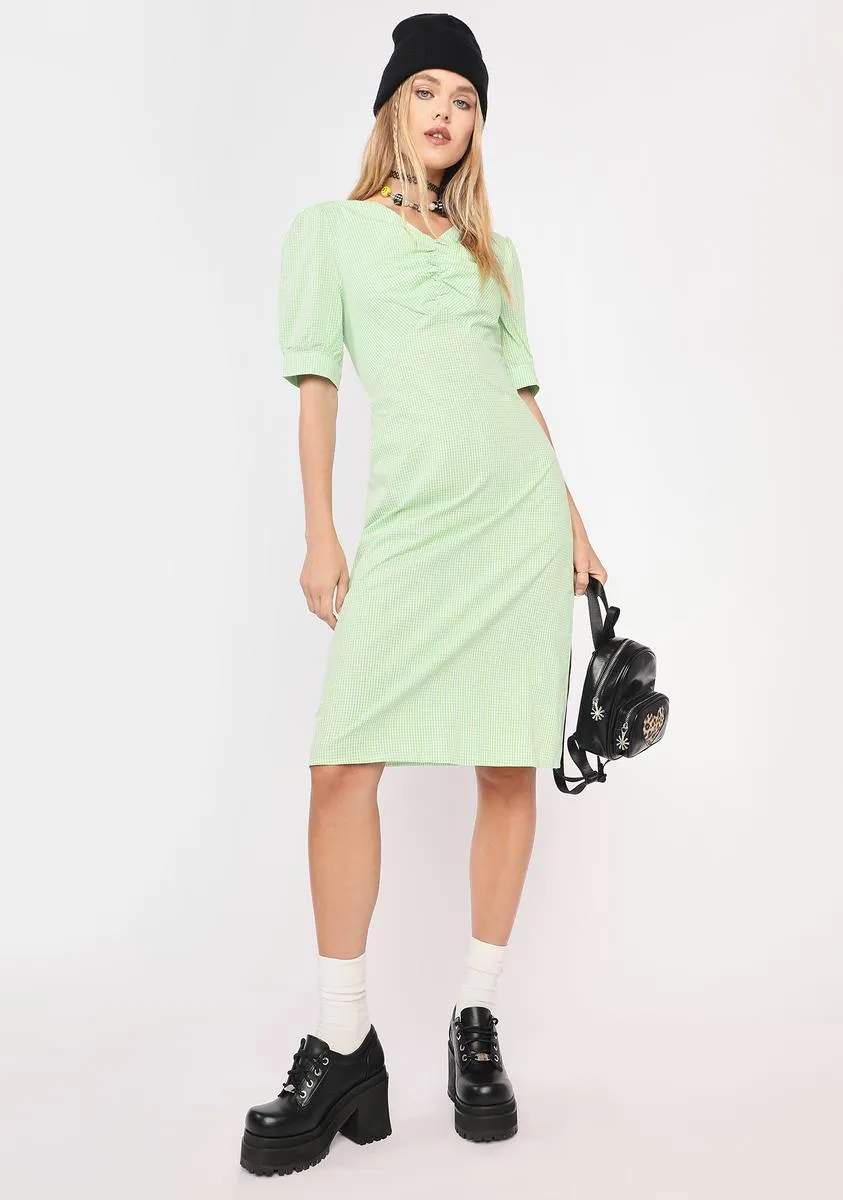 Lime Easy As Pie Gingham Midi Dress sold by Dolls Kill