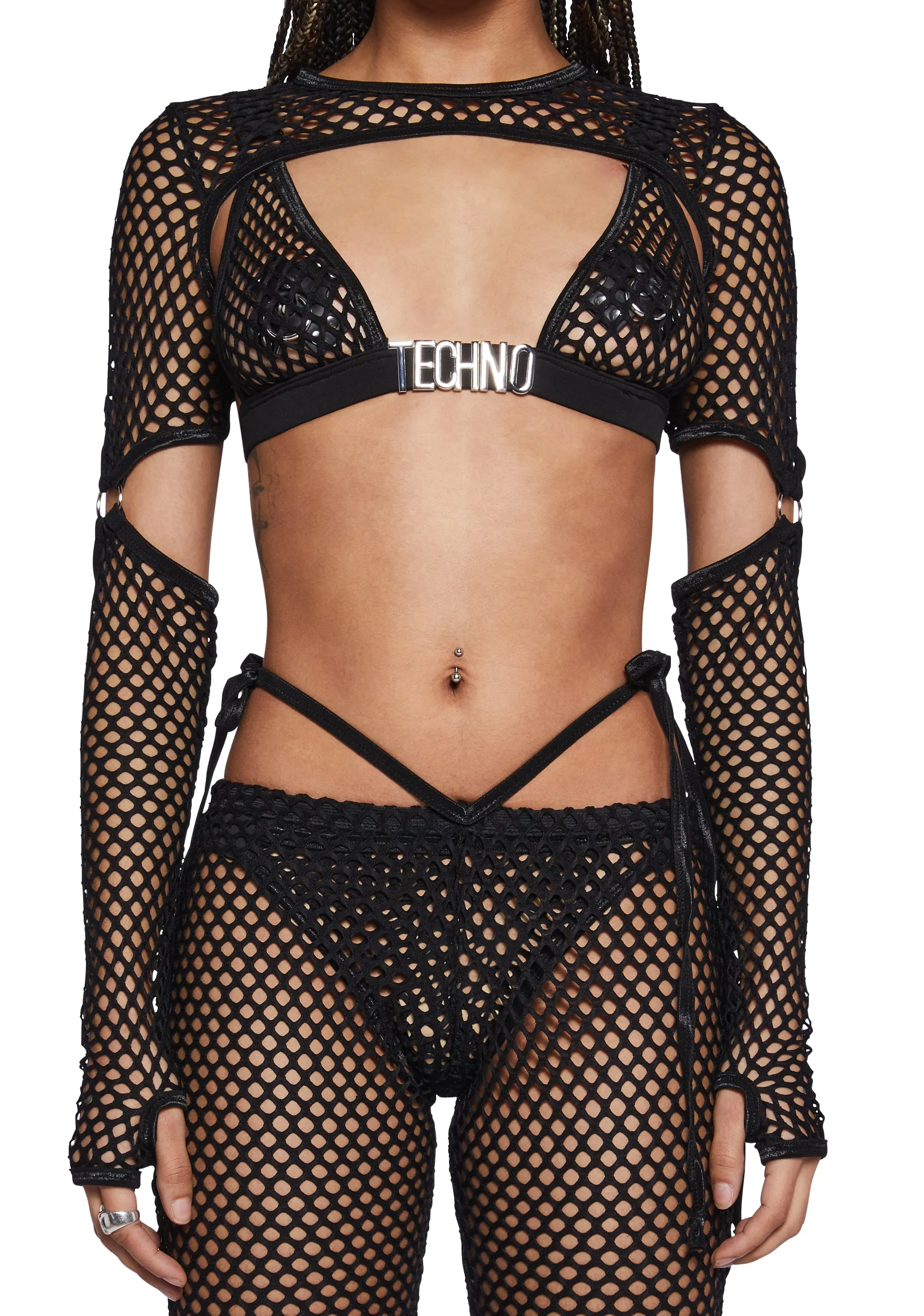 Techno Fantasy Fishnet Shrug - Black sold by Dolls Kill product image thumbnail 5