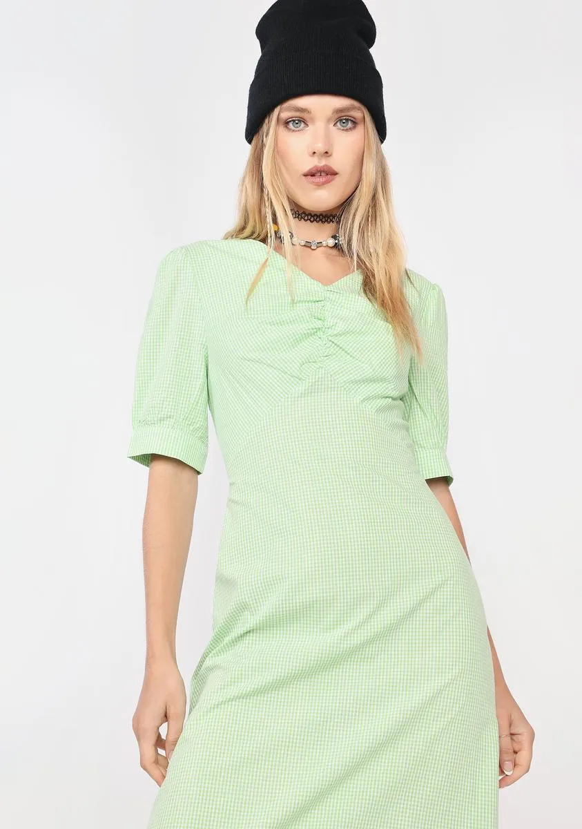 Lime Easy As Pie Gingham Midi Dress sold by Dolls Kill product image thumbnail 3