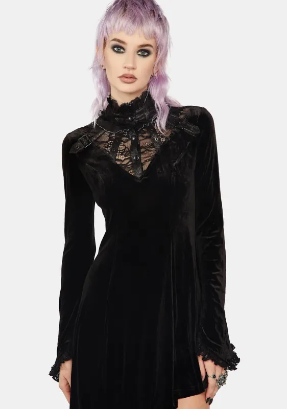 Gothic Asymmetric Elegant Velvet Lace Dress sold by Dolls Kill