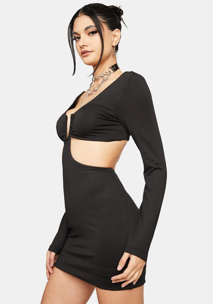 Now That Ur Here Cutout Mini Dress sold by Dolls Kill
