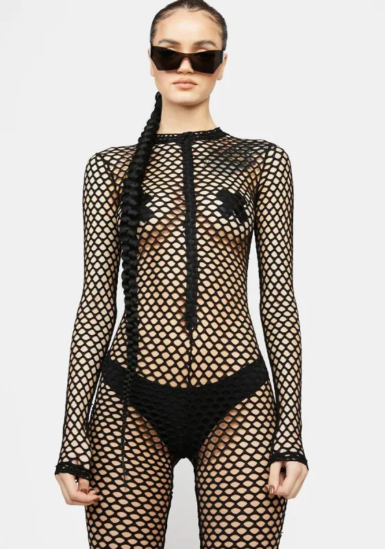 Call Me Bad Fishnet Catsuit sold by Dolls Kill