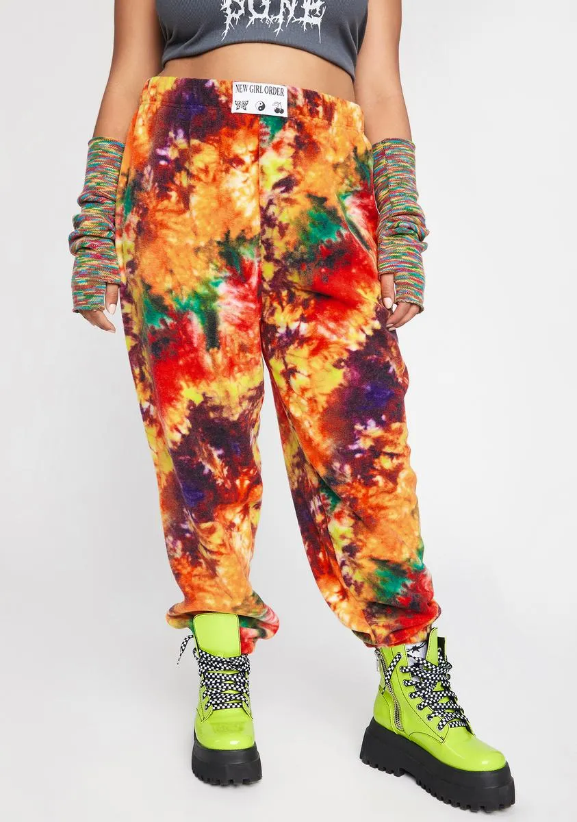Plus Tie Dye Fleece Joggers sold by Dolls Kill
