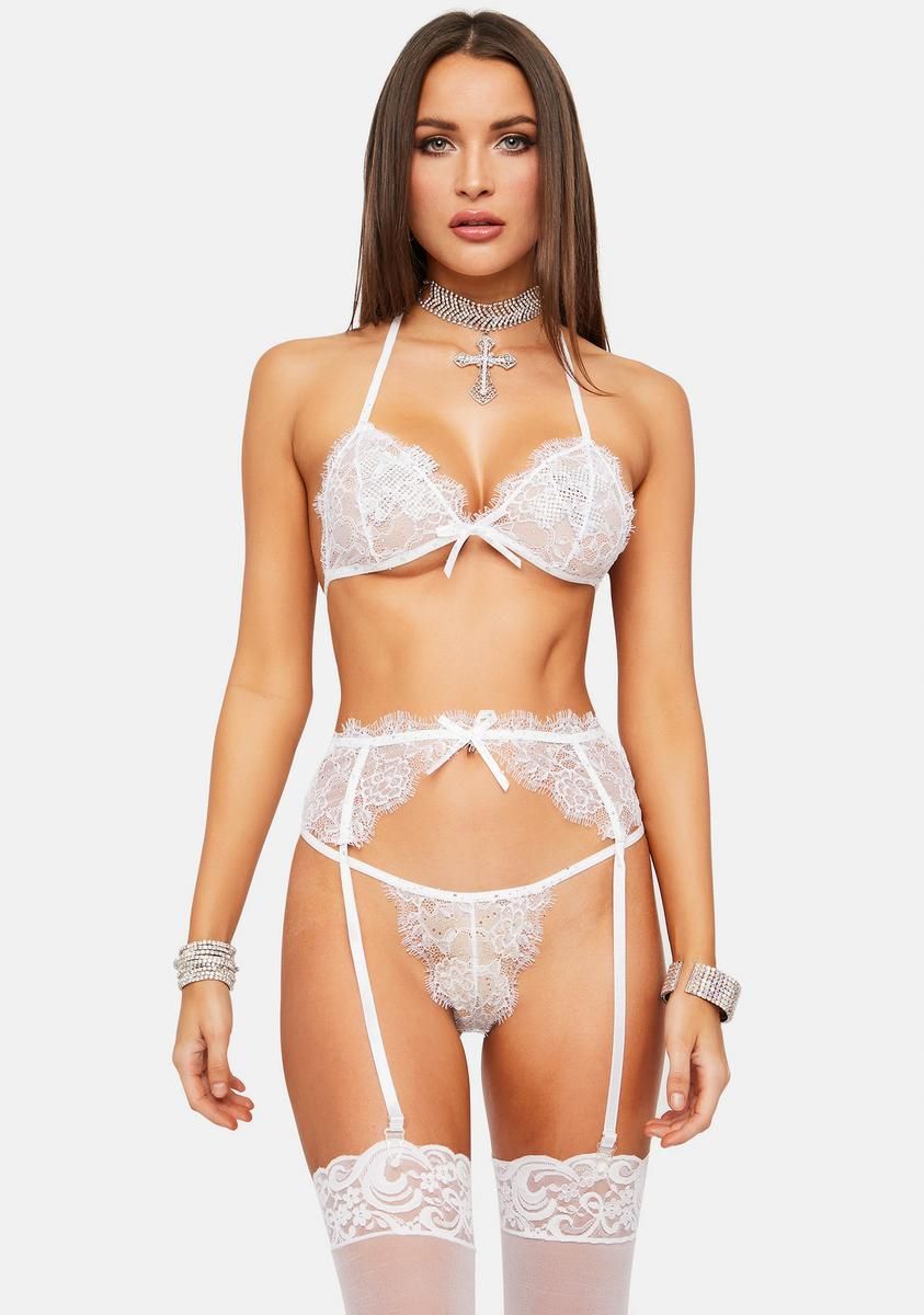 Dream Gleam Eyelash Lace Lingerie Set sold by Dolls Kill