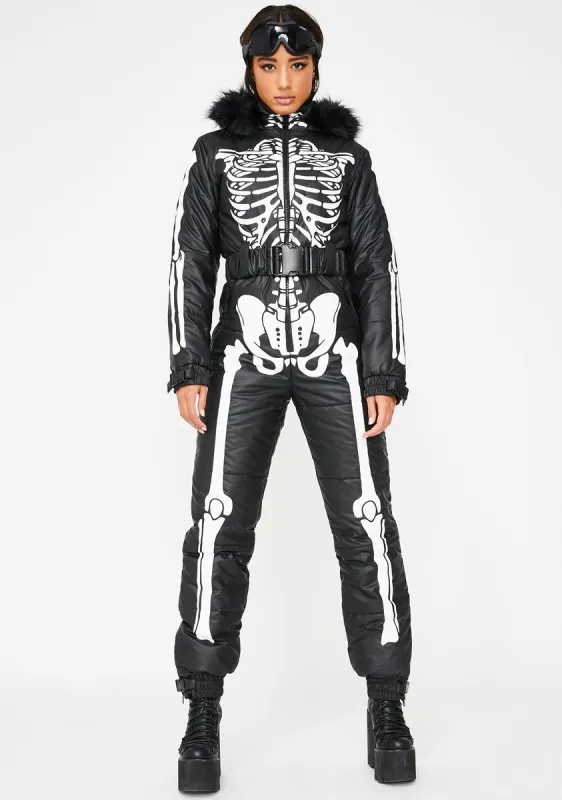 Cold Prey Skeleton Snowsuit sold by Dolls Kill