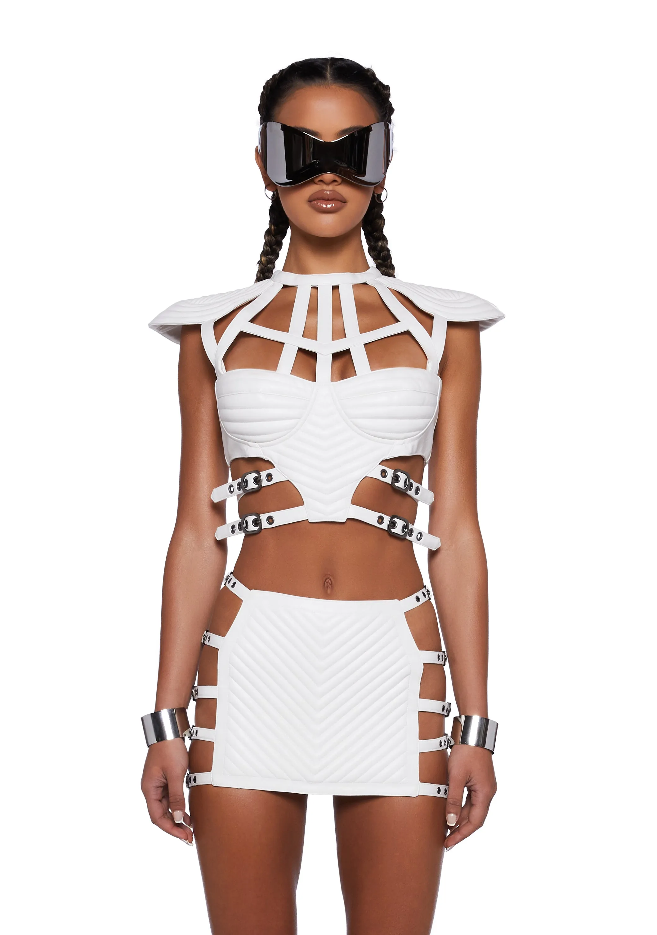 Rude Awakening Bustier Top - White sold by Dolls Kill