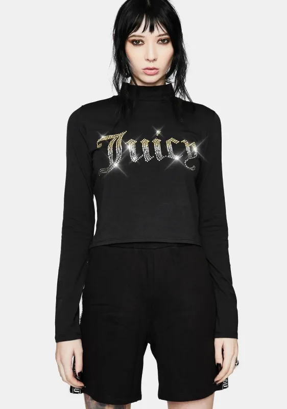 Rhinestone Juicy Logo Long Sleeve Top made by Juicy Couture