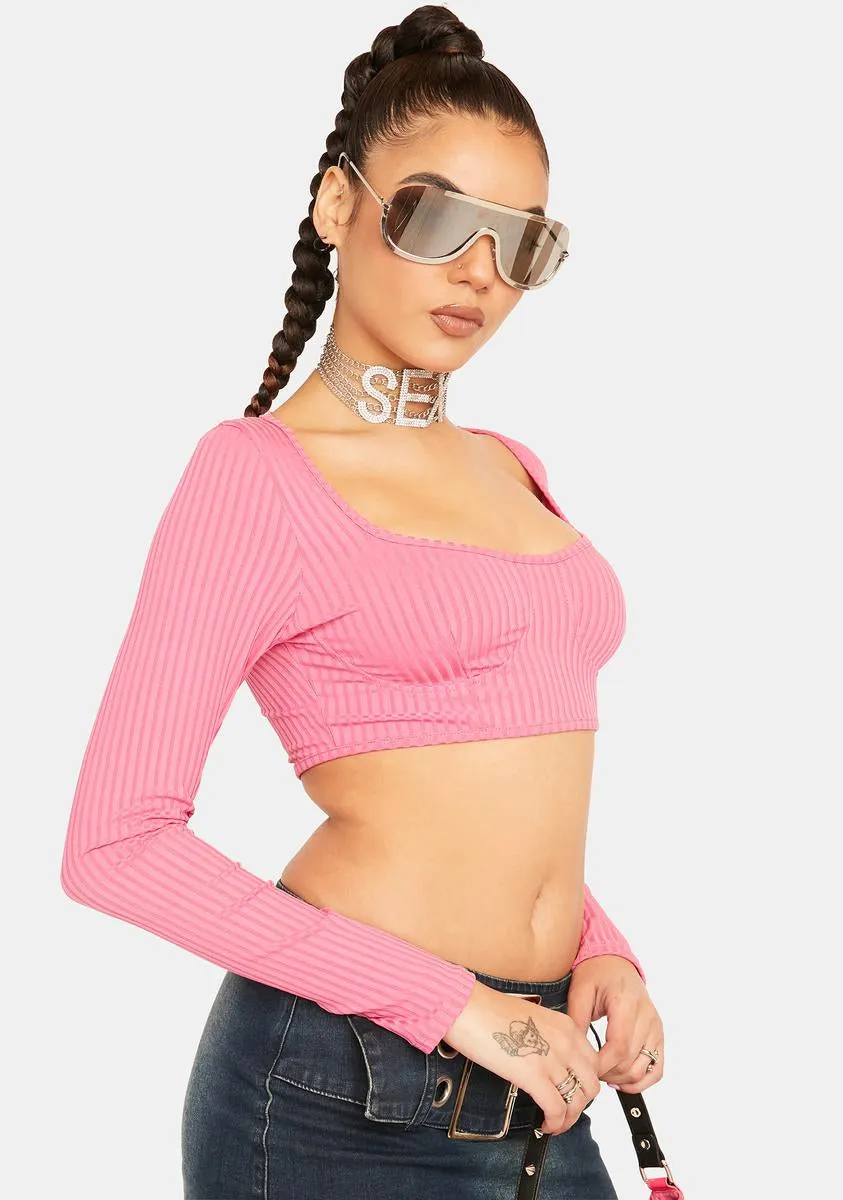 Kiss We Have Fun Long Sleeve Crop Top sold by Dolls Kill product image thumbnail 2