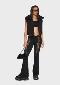 Real Baddie Cut-Out Flare Pants sold by Dolls Kill