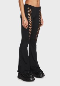 Real Baddie Cut-Out Flare Pants sold by Dolls Kill