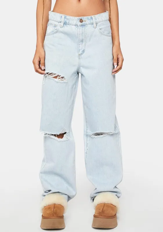 Bleached Rip Slouch Jeans sold by Dolls Kill