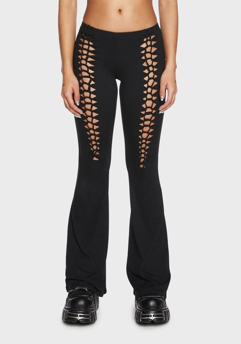 Real Baddie Cut-Out Flare Pants sold by Dolls Kill