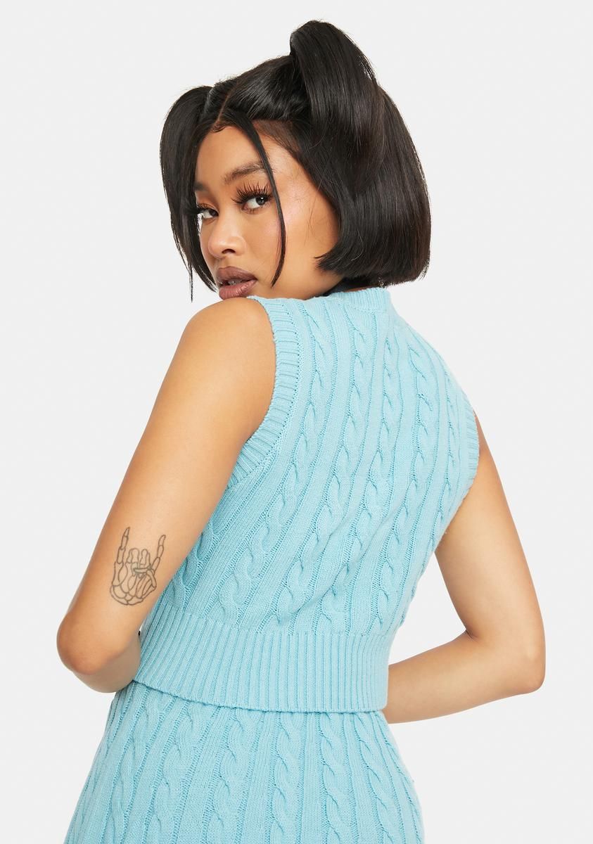 Blue Knit Crop Tank sold by Dolls Kill product image thumbnail 4