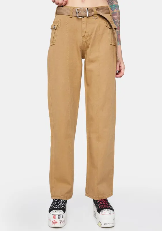 Khaki Unlock It Belted Cargo Pants sold by Dolls Kill