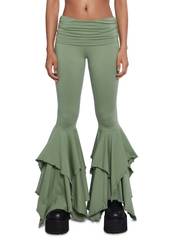 F Is For Fairies™  Flare Pants - Sage sold by Dolls Kill