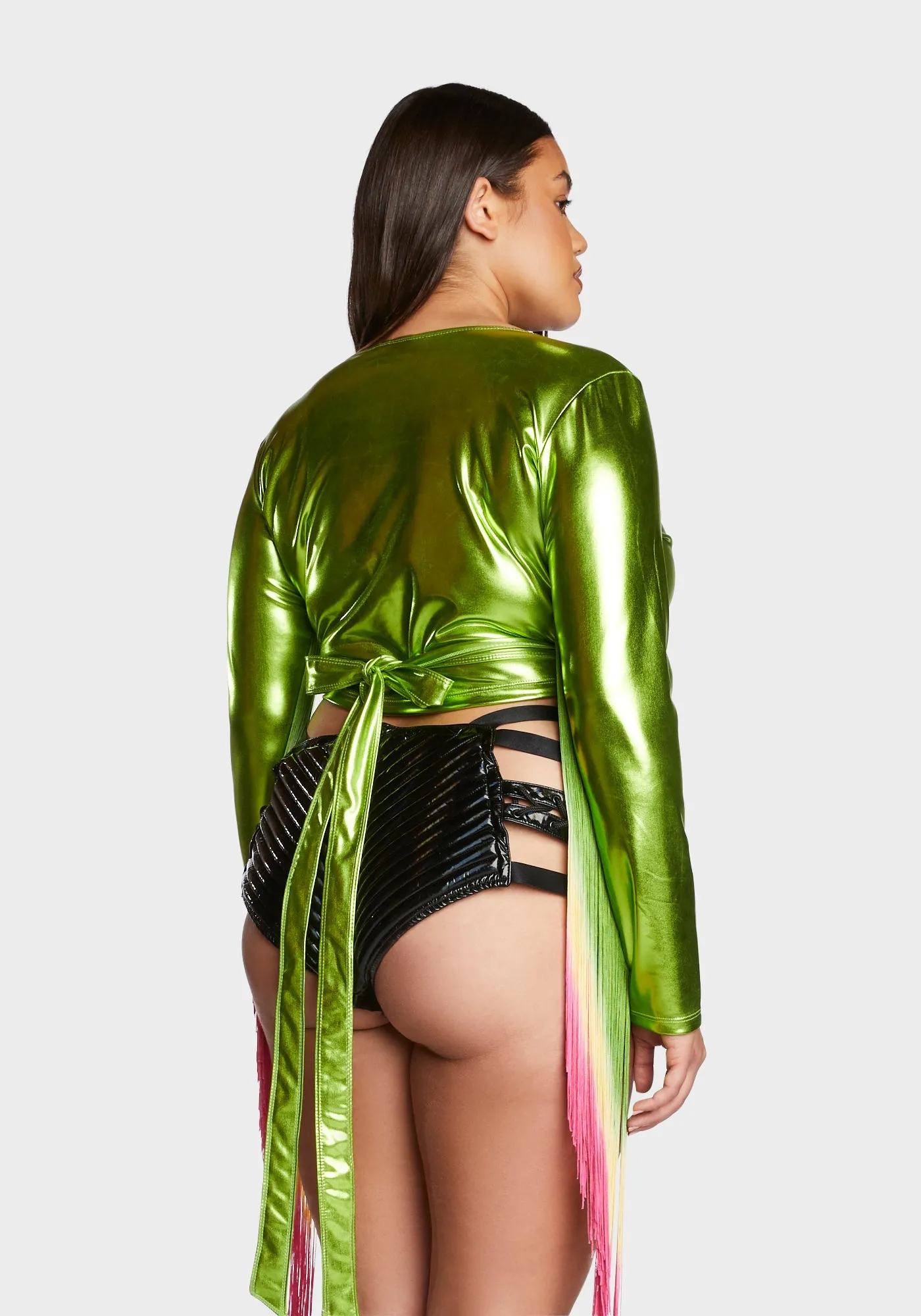 Plus Euphoric Element Fringe Wrap Top - Lime sold by Dolls Kill product image thumbnail 4
