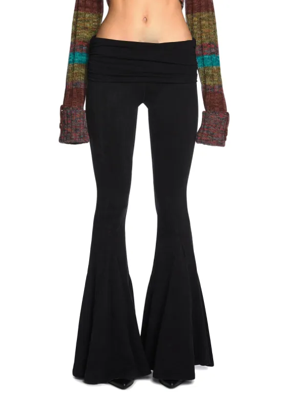 Dew Morning Flare Pants - Black sold by Dolls Kill